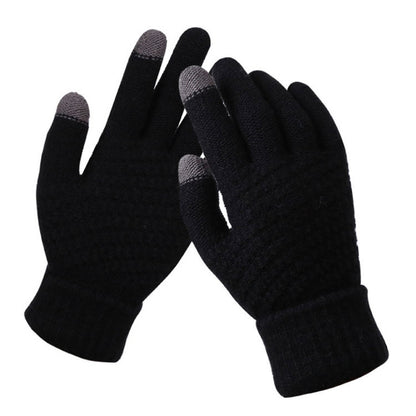 Winter Touch Screen Gloves Women Men Warm Stretch Knit Mittens Imitation Wool Thicken Full Finger Gloves, White, Grey, Black, Yellow, Navy Blue, Kids White, Kids Black, A-Navy Blue, A-Black, A-White, A-Grey, B-Grey, B-Blue, C-Yellow, C-Blue, C-Purple