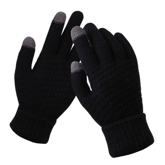 Winter Touch Screen Gloves Women Men Warm Stretch Knit Mittens Imitation Wool Thicken Full Finger Gloves, White, Grey, Black, Yellow, Navy Blue, Kids White, Kids Black, A-Navy Blue, A-Black, A-White, A-Grey, B-Grey, B-Blue, C-Yellow, C-Blue, C-Purple