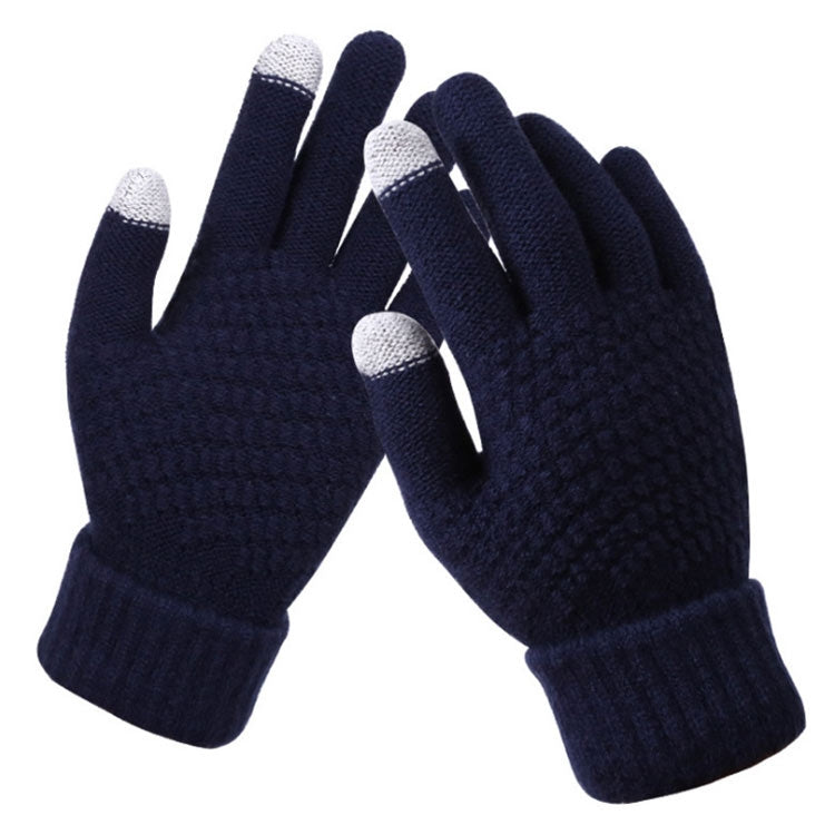 Winter Touch Screen Gloves Women Men Warm Stretch Knit Mittens Imitation Wool Thicken Full Finger Gloves, White, Grey, Black, Yellow, Navy Blue, Kids White, Kids Black, A-Navy Blue, A-Black, A-White, A-Grey, B-Grey, B-Blue, C-Yellow, C-Blue, C-Purple