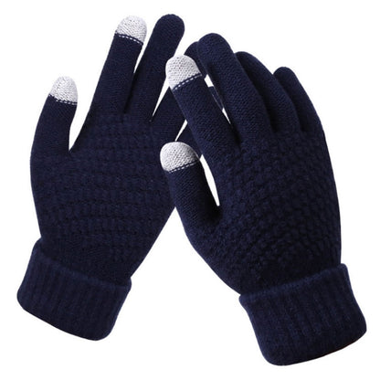Winter Touch Screen Gloves Women Men Warm Stretch Knit Mittens Imitation Wool Thicken Full Finger Gloves, White, Grey, Black, Yellow, Navy Blue, Kids White, Kids Black, A-Navy Blue, A-Black, A-White, A-Grey, B-Grey, B-Blue, C-Yellow, C-Blue, C-Purple
