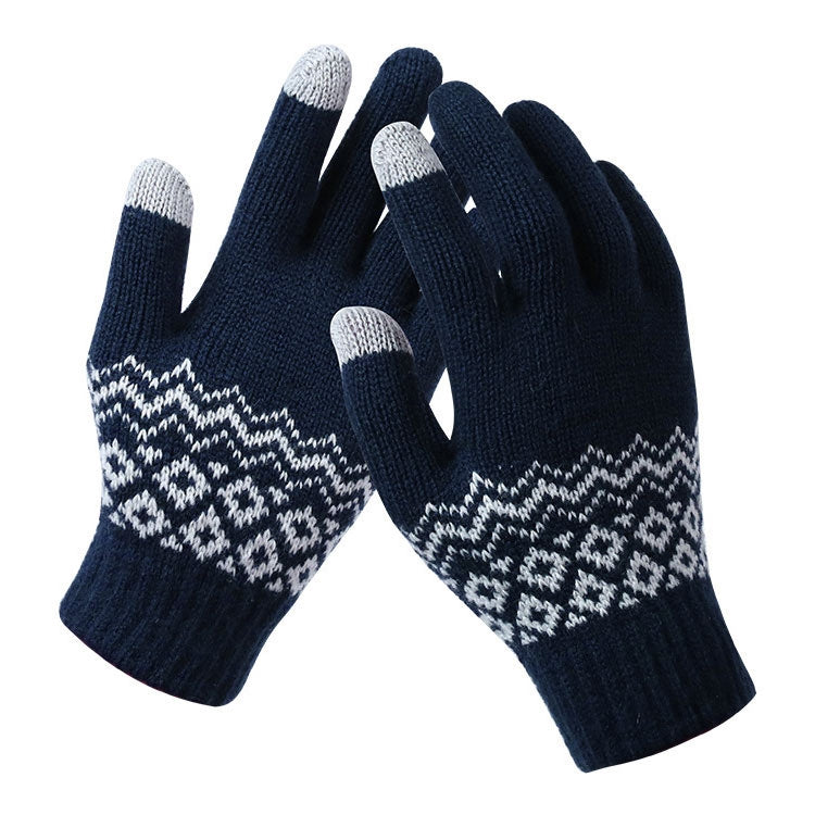 Winter Touch Screen Gloves Women Men Warm Stretch Knit Mittens Imitation Wool Thicken Full Finger Gloves, White, Grey, Black, Yellow, Navy Blue, Kids White, Kids Black, A-Navy Blue, A-Black, A-White, A-Grey, B-Grey, B-Blue, C-Yellow, C-Blue, C-Purple