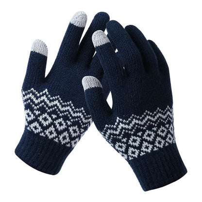 Winter Touch Screen Gloves Women Men Warm Stretch Knit Mittens Imitation Wool Thicken Full Finger Gloves, White, Grey, Black, Yellow, Navy Blue, Kids White, Kids Black, A-Navy Blue, A-Black, A-White, A-Grey, B-Grey, B-Blue, C-Yellow, C-Blue, C-Purple