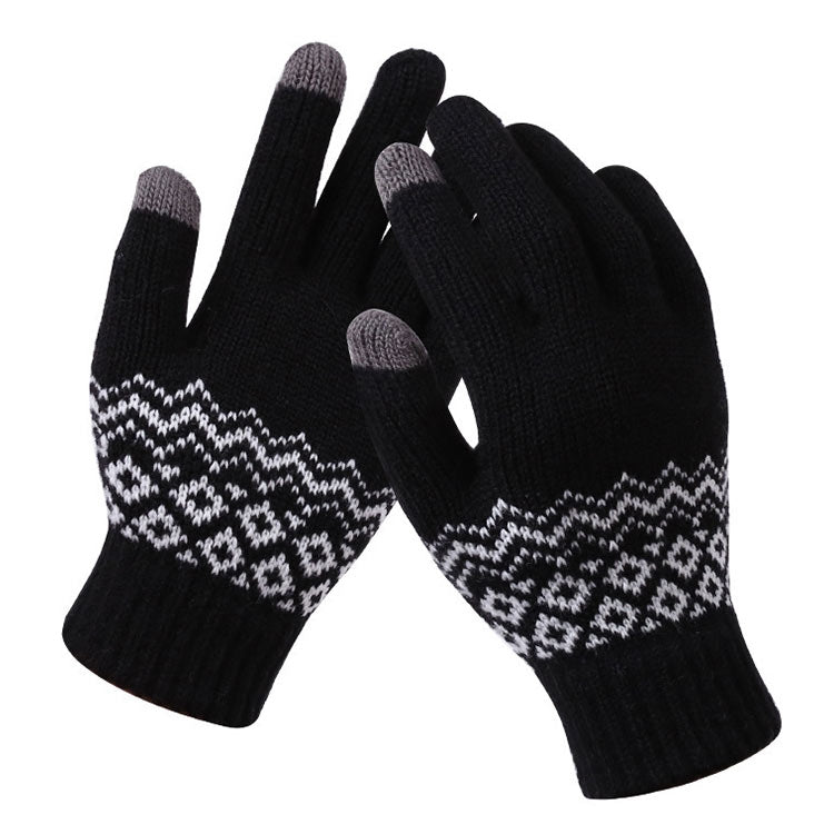 Winter Touch Screen Gloves Women Men Warm Stretch Knit Mittens Imitation Wool Thicken Full Finger Gloves, White, Grey, Black, Yellow, Navy Blue, Kids White, Kids Black, A-Navy Blue, A-Black, A-White, A-Grey, B-Grey, B-Blue, C-Yellow, C-Blue, C-Purple