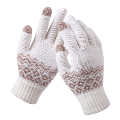 Winter Touch Screen Gloves Women Men Warm Stretch Knit Mittens Imitation Wool Thicken Full Finger Gloves, White, Grey, Black, Yellow, Navy Blue, Kids White, Kids Black, A-Navy Blue, A-Black, A-White, A-Grey, B-Grey, B-Blue, C-Yellow, C-Blue, C-Purple