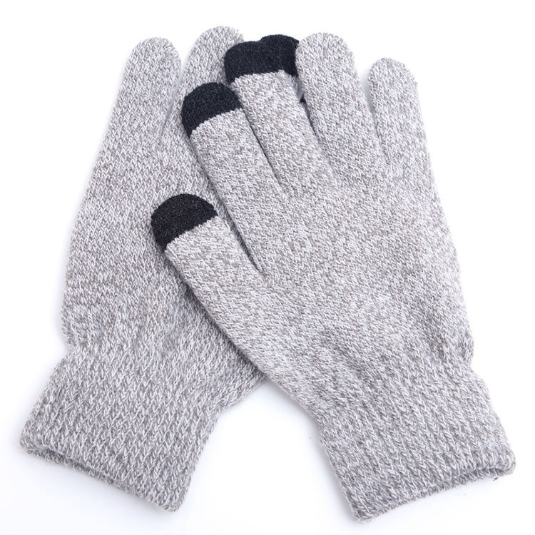 Winter Touch Screen Gloves Women Men Warm Stretch Knit Mittens Imitation Wool Thicken Full Finger Gloves, White, Grey, Black, Yellow, Navy Blue, Kids White, Kids Black, A-Navy Blue, A-Black, A-White, A-Grey, B-Grey, B-Blue, C-Yellow, C-Blue, C-Purple