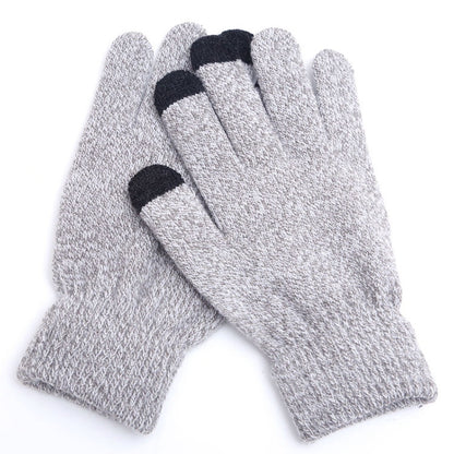 Winter Touch Screen Gloves Women Men Warm Stretch Knit Mittens Imitation Wool Thicken Full Finger Gloves, White, Grey, Black, Yellow, Navy Blue, Kids White, Kids Black, A-Navy Blue, A-Black, A-White, A-Grey, B-Grey, B-Blue, C-Yellow, C-Blue, C-Purple