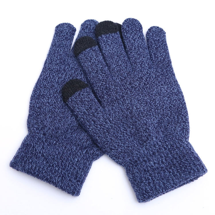 Winter Touch Screen Gloves Women Men Warm Stretch Knit Mittens Imitation Wool Thicken Full Finger Gloves, White, Grey, Black, Yellow, Navy Blue, Kids White, Kids Black, A-Navy Blue, A-Black, A-White, A-Grey, B-Grey, B-Blue, C-Yellow, C-Blue, C-Purple