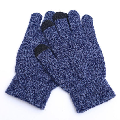 Winter Touch Screen Gloves Women Men Warm Stretch Knit Mittens Imitation Wool Thicken Full Finger Gloves, White, Grey, Black, Yellow, Navy Blue, Kids White, Kids Black, A-Navy Blue, A-Black, A-White, A-Grey, B-Grey, B-Blue, C-Yellow, C-Blue, C-Purple
