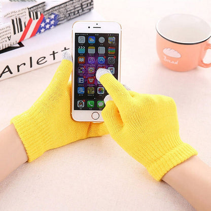 Winter Touch Screen Gloves Women Men Warm Stretch Knit Mittens Imitation Wool Thicken Full Finger Gloves, White, Grey, Black, Yellow, Navy Blue, Kids White, Kids Black, A-Navy Blue, A-Black, A-White, A-Grey, B-Grey, B-Blue, C-Yellow, C-Blue, C-Purple