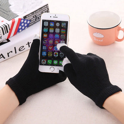 Winter Touch Screen Gloves Women Men Warm Stretch Knit Mittens Imitation Wool Thicken Full Finger Gloves, White, Grey, Black, Yellow, Navy Blue, Kids White, Kids Black, A-Navy Blue, A-Black, A-White, A-Grey, B-Grey, B-Blue, C-Yellow, C-Blue, C-Purple