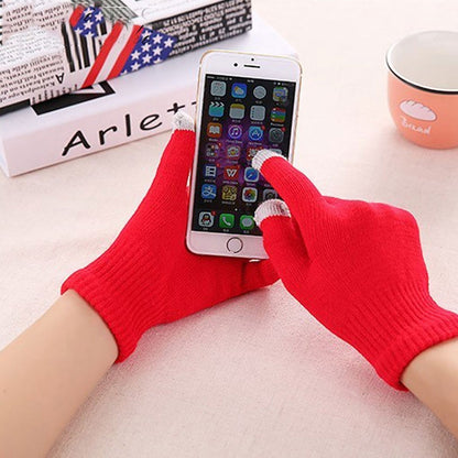 Winter Touch Screen Gloves Women Men Warm Stretch Knit Mittens Imitation Wool Thicken Full Finger Gloves, White, Grey, Black, Yellow, Navy Blue, Kids White, Kids Black, A-Navy Blue, A-Black, A-White, A-Grey, B-Grey, B-Blue, C-Yellow, C-Blue, C-Purple