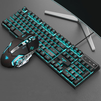 X-L SWAB GX50 Computer Manipulator Feel Wired Keyboard + Macro Programming Mouse, Color：, Black Ice Blue, White Mixed Light, Black Mixed Light