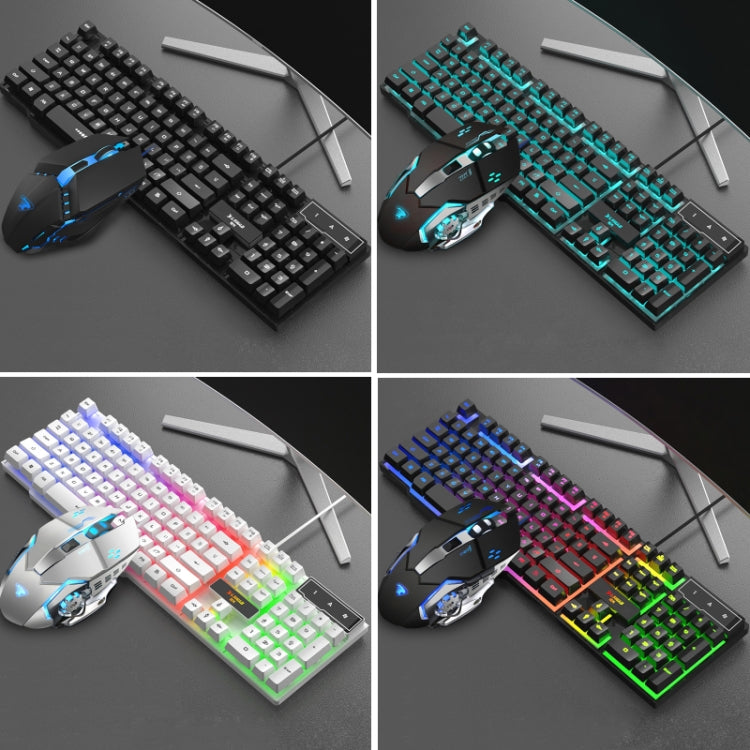 X-L SWAB GX50 Computer Manipulator Feel Wired Keyboard + Macro Programming Mouse, Color：, Black Ice Blue, White Mixed Light, Black Mixed Light