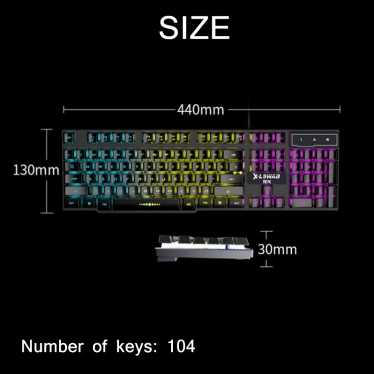 X-L SWAB GX50 Computer Manipulator Feel Wired Keyboard + Macro Programming Mouse, Color：, Black Ice Blue, White Mixed Light, Black Mixed Light