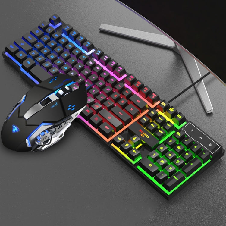 X-L SWAB GX50 Computer Manipulator Feel Wired Keyboard + Macro Programming Mouse, Color：, Black Ice Blue, White Mixed Light, Black Mixed Light
