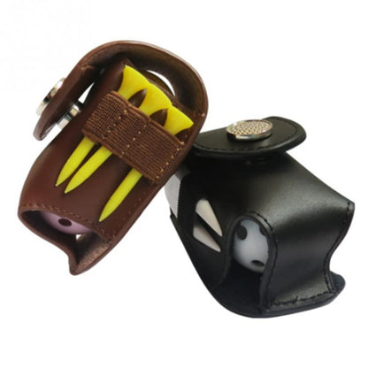 Portable Golf Ball Holder Waist Pouch Bag Leather Cool Golf Tee Bag Sports Accessory, Golf Ball Holder Black, Golf Ball Holder Brown