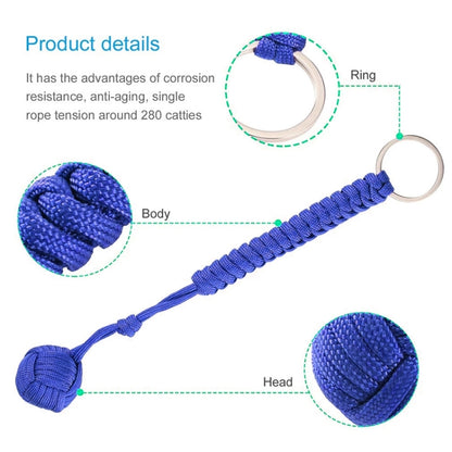Outdoor Security Protection Black Monkey Fist Steel Ball Bearing Self Defense Lanyard Survival Key Chain