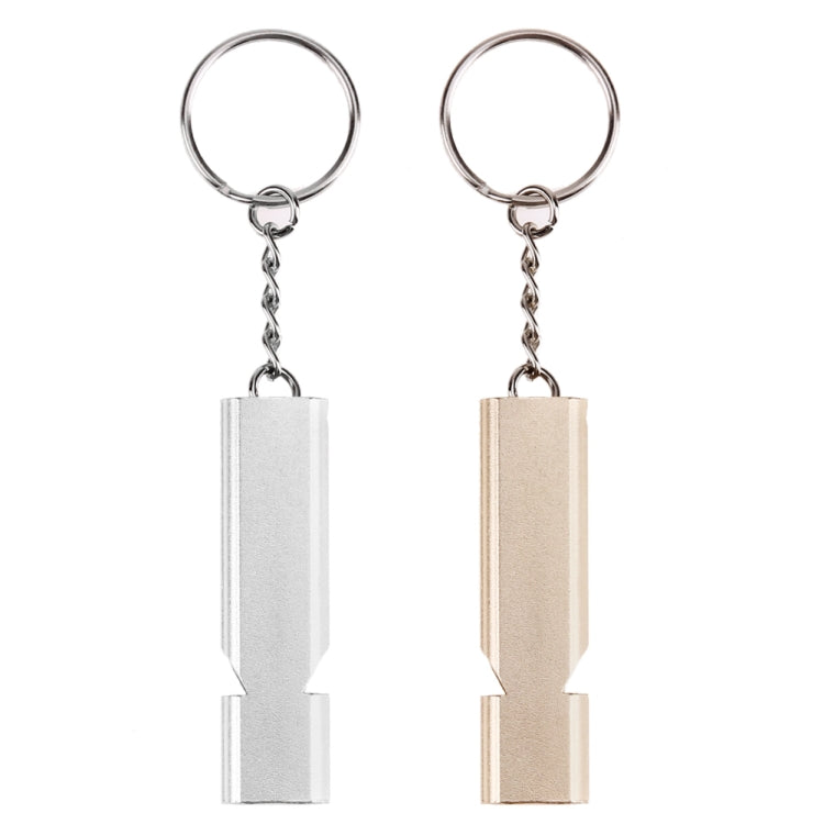 Mini Portable 120db Double Pipe High Decibel Outdoor Camping Hiking Survival Whistle Double-frequency Emnergecy Whistle Keychain, 3 PCS Silver, 3 PCS Gold