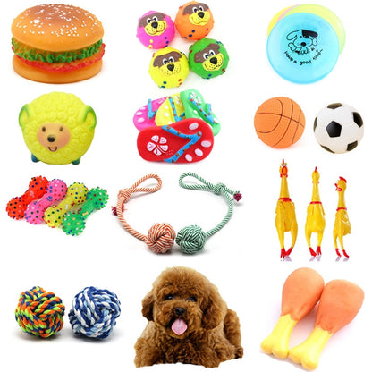 Rubber Squeak Toy for Dog Screaming Chicken Chew Bone Squeaky Ball Dog Toys Tooth Grinding, Random Color Delivery