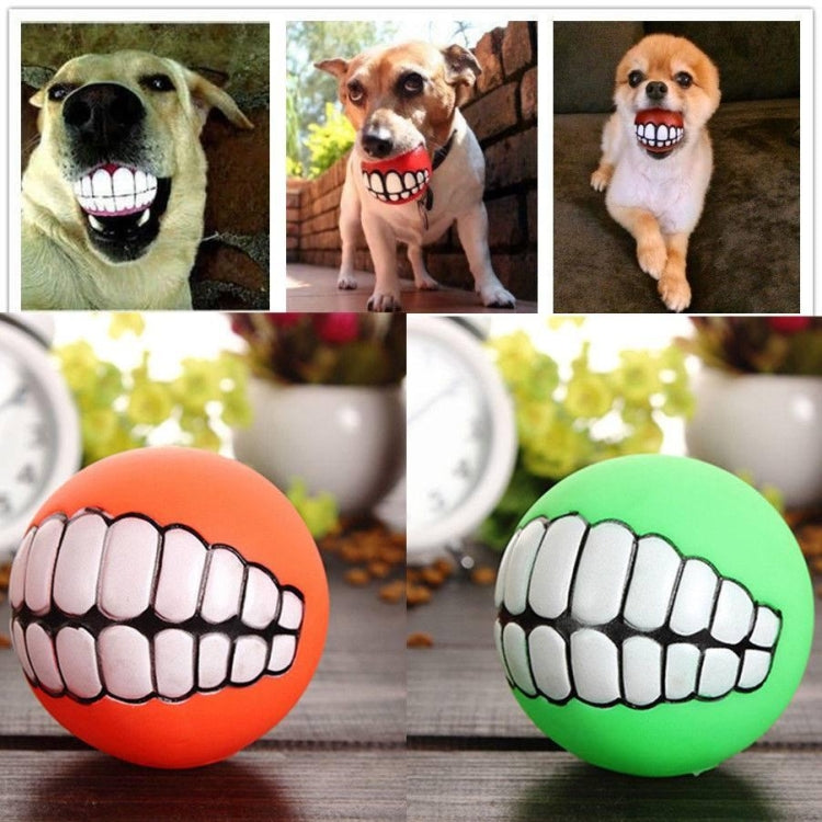 2 PCS Teeth Sounding Bite Dog Toy Pet Supplies, 9.0cm Teeth Sounding Bite Ball