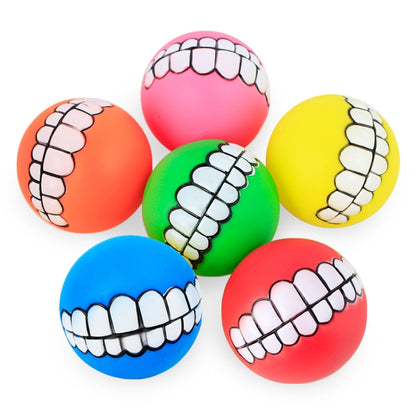 2 PCS Teeth Sounding Bite Dog Toy Pet Supplies, 9.0cm Teeth Sounding Bite Ball