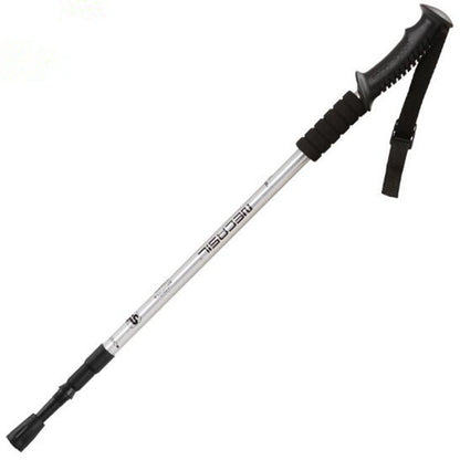 NECASIL Three-section Aluminum Alloy Straight Handle Retractable Trekking Trekking Pole, Three-section (Black), Three-section (Red), Three-section (Blue), Three-section (Silver)