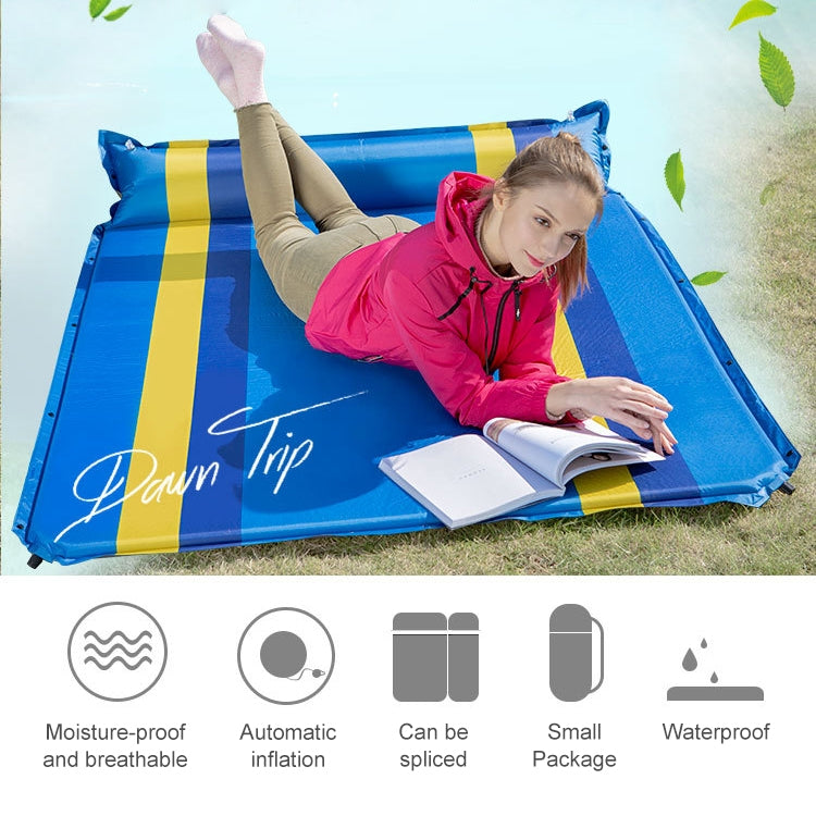 Color Matching Automatic Inflatable Outdoor Sports Double Camping Air Cushion, 190x130x3.5cm Green, 190x130x3.5cm Blue, 190x130x3.5cm Orange