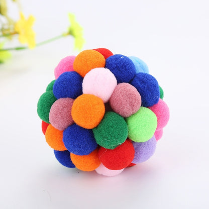 3 PCS Colorful Handmade Bells Cat Bouncy Ball Pet Toy, L, M, S