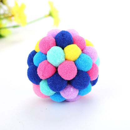 3 PCS Colorful Handmade Bells Cat Bouncy Ball Pet Toy, L, M, S