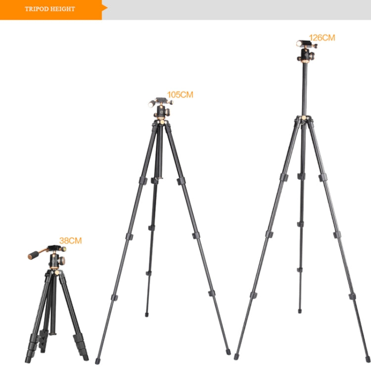 Q160s 4-Section Folding Legs Live Broadcast Aluminum Alloy Tripod Mount with Damping Tripod Ball-Head, Q160s