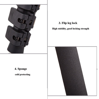 Q620 4-Section Folding Legs Heavy Duty Aluminum Alloy Tripod With Three-Dimensional Damping Tripod Heads, Q620