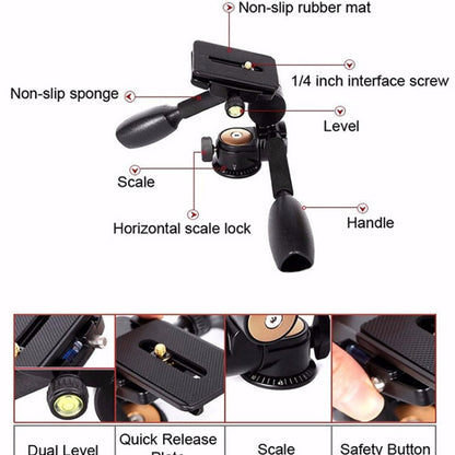 Q620 4-Section Folding Legs Heavy Duty Aluminum Alloy Tripod With Three-Dimensional Damping Tripod Heads, Q620