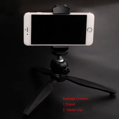 Live Broadcast Tripod Mount Phone Clamp with 1/4 inch Screw Holes & Cold Shoe Base, Phone Clamp