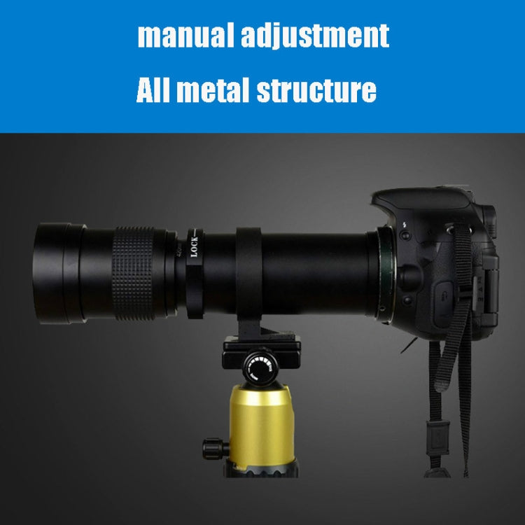Lightdow 420-800mm Zoom Camera Lens Optical Glass Coating Photographic Lens, 420-800mm Black
