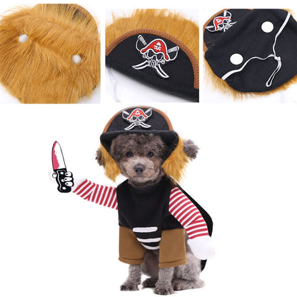 Dogs Cats Clothes Pet Supplies Horseback Transformations Halloween Funny Clothes, Murder Pirate Two-piece Suit M, Murder Pirate Two-piece Suit L, Murder Pirate Two-piece Suit XL