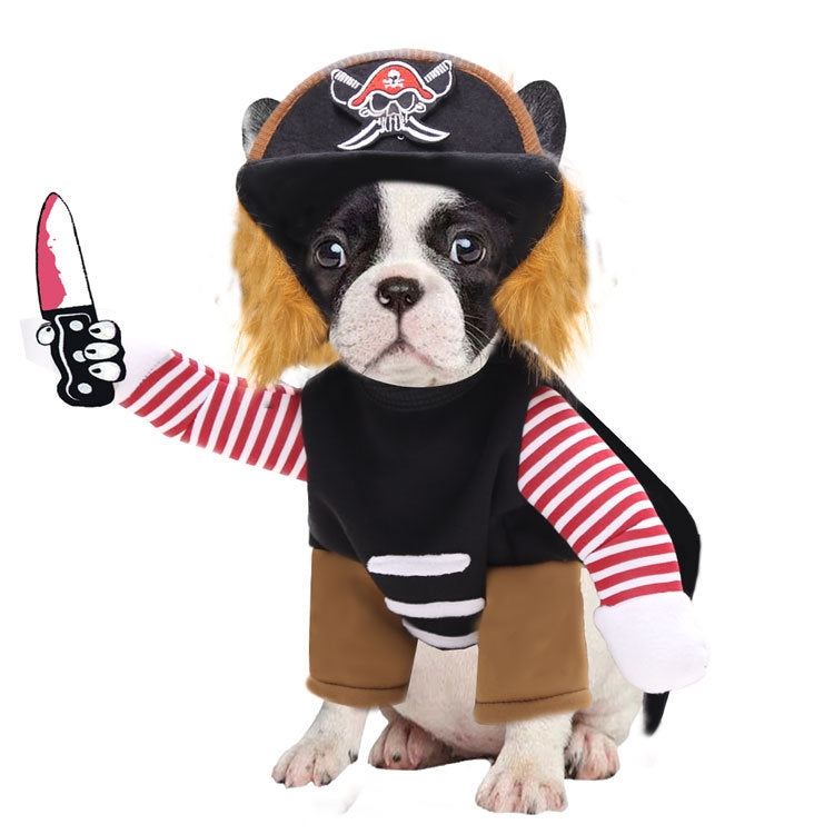 Dogs Cats Clothes Pet Supplies Horseback Transformations Halloween Funny Clothes, Murder Pirate Two-piece Suit M, Murder Pirate Two-piece Suit L, Murder Pirate Two-piece Suit XL