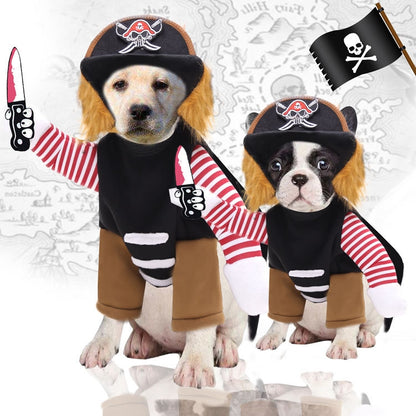 Dogs Cats Clothes Pet Supplies Horseback Transformations Halloween Funny Clothes, Murder Pirate Two-piece Suit M, Murder Pirate Two-piece Suit L, Murder Pirate Two-piece Suit XL
