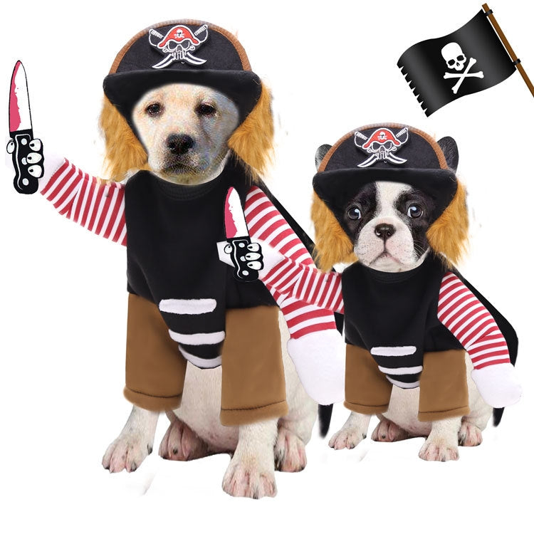 Dogs Cats Clothes Pet Supplies Horseback Transformations Halloween Funny Clothes, Murder Pirate Two-piece Suit M, Murder Pirate Two-piece Suit L, Murder Pirate Two-piece Suit XL