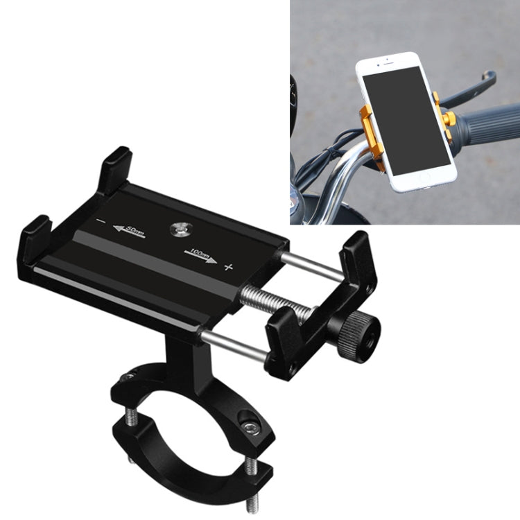 2pcs Aluminum Alloy Bicycle Mobile Phone Holder Motorcycle Mobile Phone Navigation Bracket Electric Motorcycle Hand Rack, Black (Handlebar Style), Gold (Handlebar Style), Silver (Handlebar Style)