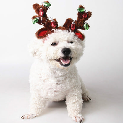Pet Supplies Puppy Christmas Hat Holiday Jewelry Sequined Antlers, S, M