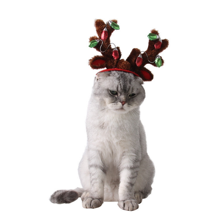 Pet Supplies Puppy Christmas Hat Holiday Jewelry Sequined Antlers, S, M