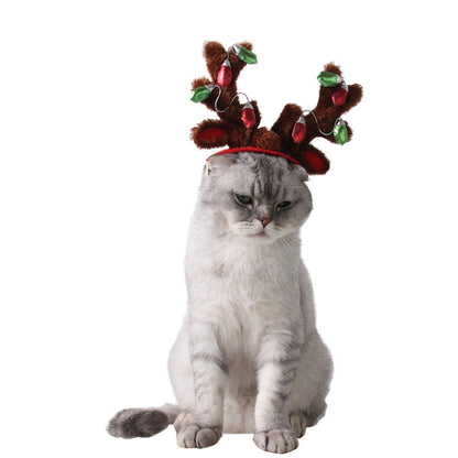 Pet Supplies Puppy Christmas Hat Holiday Jewelry Sequined Antlers, S, M