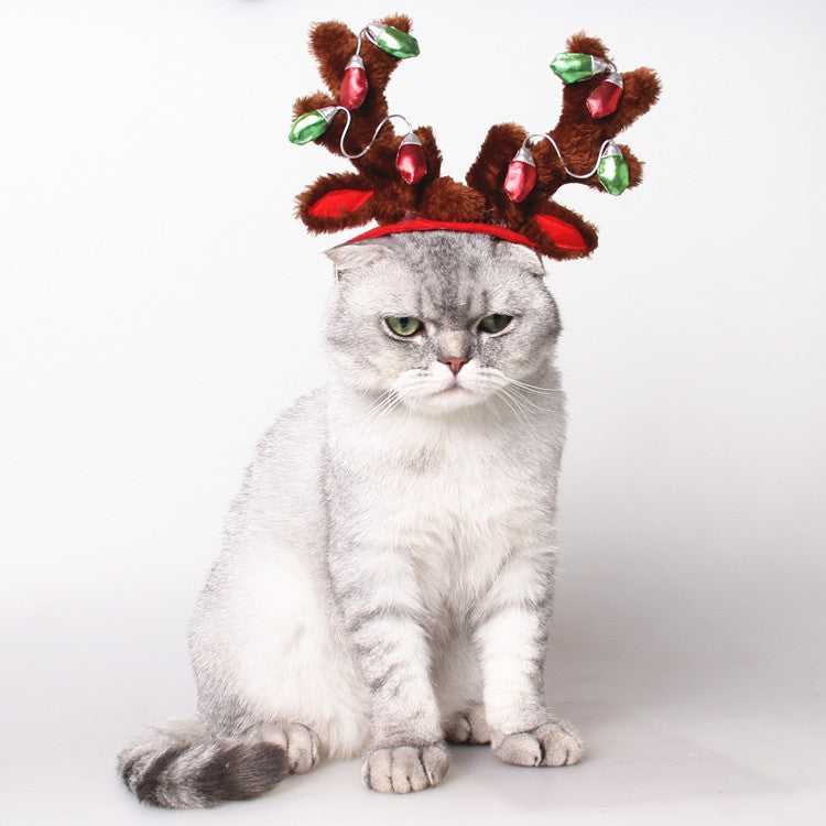 Pet Supplies Puppy Christmas Hat Holiday Jewelry Sequined Antlers, S, M