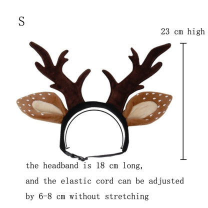 Pet Christmas Dress Up Holiday Ornament Antlers Hair Band, S, L