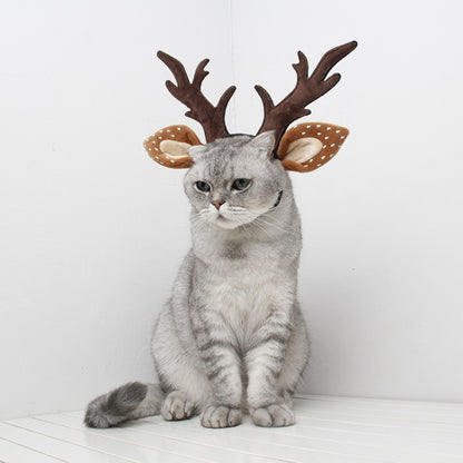Pet Christmas Dress Up Holiday Ornament Antlers Hair Band, S, L