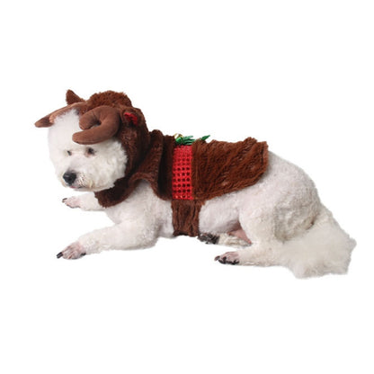 Pet Party Supplies Plush Warm Christmas Reindeer Winter Clothes, M