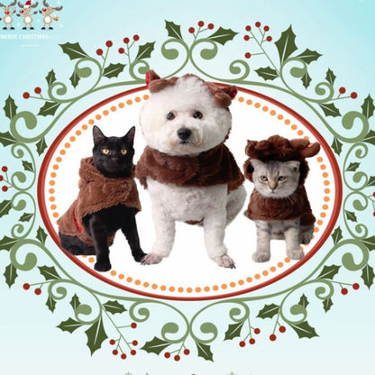 Pet Party Supplies Plush Warm Christmas Reindeer Winter Clothes, M