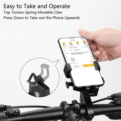 Bicycle Mobile Phone Holder Can Rotate And Adjust Fixed Aluminum Alloy Bracket Automatic Grab Bracket, Handlebar Installation, Rearview Mirror Installation