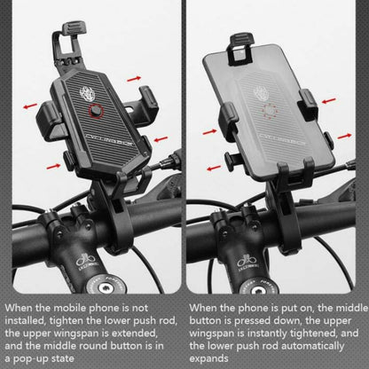 Bicycle Mobile Phone Holder Can Rotate And Adjust Fixed Aluminum Alloy Bracket Automatic Grab Bracket, Handlebar Installation, Rearview Mirror Installation