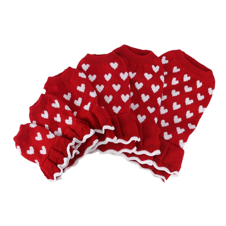Autumn Winter Pet Red Love Sweater Festive Christmas Pet Clothes, XS, S, M, L, XL, XXL
